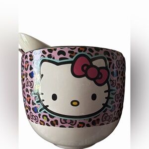 Hello Kitty Leopard Print Ramen Bowl Set With Spoon & Chopsticks
